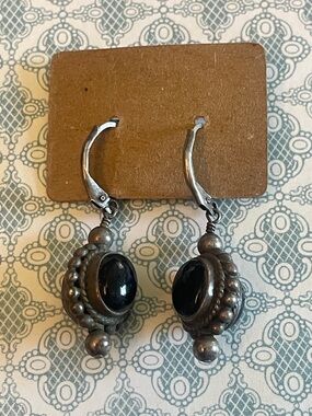 Sterling Black Onyx Drop Earrings - Elegant Women’s Jewelry